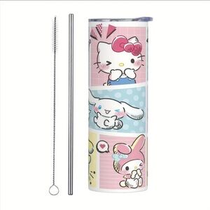 🆕 Hello Kitty & Friends Stainless Steel Tumbler with Lid and Straw, 20oz 🌈